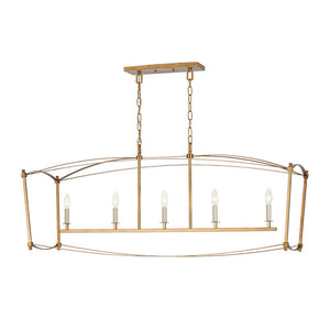 LightFixturesUSA - 5 - light French Antique Candle Wide Lantern Island Chandelier - Chandelier - Gold - 