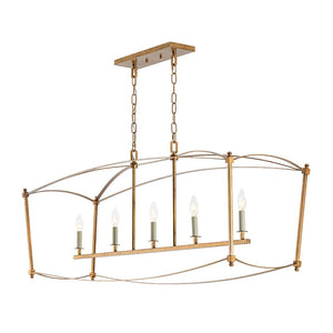 LightFixturesUSA - 5 - light French Antique Candle Wide Lantern Island Chandelier - Chandelier - Gold - 