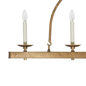 LightFixturesUSA - 5 - Light French Distressed Gold Candle Linear Island Chandelier - Chandelier - Distressed Gold - 