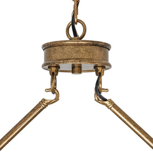 LightFixturesUSA - 5 - Light French Distressed Gold Candle Linear Island Chandelier - Chandelier - Distressed Gold - 