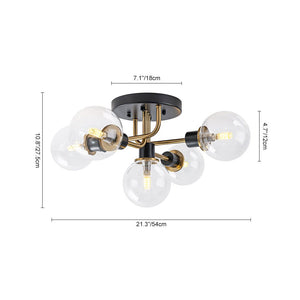 LightFixturesUSA - 5 - light Glass Globe Semi Flush Bubble Ceiling Light - Ceiling Light - Clear - 