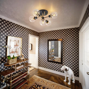 LightFixturesUSA - 5 - light Glass Globe Semi Flush Bubble Ceiling Light - Ceiling Light - Clear - 