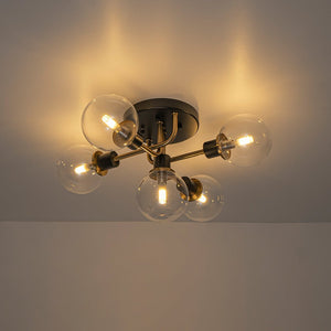 LightFixturesUSA - 5 - light Glass Globe Semi Flush Bubble Ceiling Light - Ceiling Light - Clear - 