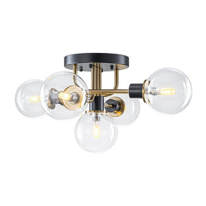 LightFixturesUSA - 5 - light Glass Globe Semi Flush Bubble Ceiling Light - Ceiling Light - Clear - 