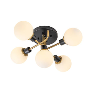 LightFixturesUSA - 5 - light Glass Globe Semi Flush Bubble Ceiling Light - Ceiling Light - Frosted - 