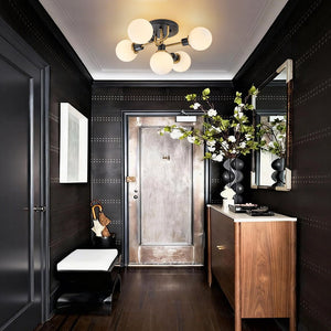 LightFixturesUSA - 5 - light Glass Globe Semi Flush Bubble Ceiling Light - Ceiling Light - Frosted - 