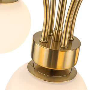 LightFixturesUSA - 5 - Light Goose Arm Opal Glass Globe Round Sputnik Chandelier - Chandelier - Brass - 