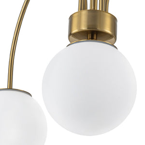 LightFixturesUSA - 5 - Light Goose Arm Opal Glass Globe Round Sputnik Chandelier - Chandelier - Brass - 