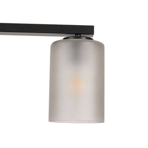 LightFixturesUSA-5-Light Gray Ribbed Glass Cylinder Shade Linear Island Chandelier-Chandelier-Black-