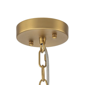 LightFixturesUSA - 5 - Light Hammered Glass Round Layered Pendant Chandelier - Chandelier - Brass - 