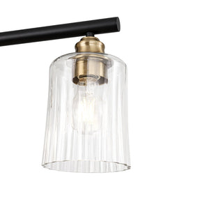 LightFixturesUSA - 5 - Light Reeded Glass Shade Linear Island Pendant - Chandelier - 5 - Lt - 