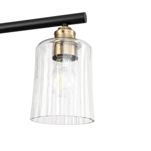 LightFixturesUSA - 5 - Light Reeded Glass Shade Linear Island Pendant - Chandelier - 5 - Lt - 