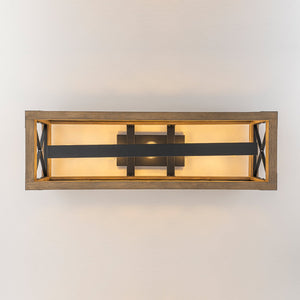 LightFixturesUSA-5-Light Rustic Wooden Rectangle Cage Island Semi Flush Mount-Ceiling Light-31.7 in-