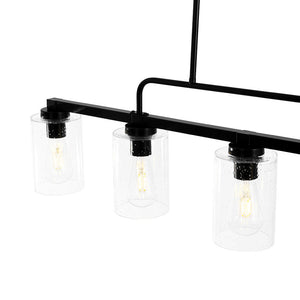 LightFixturesUSA - 5 - Light Seeded Glass Shade Linear Island Chandelier - Chandelier - 5 - Lt - 