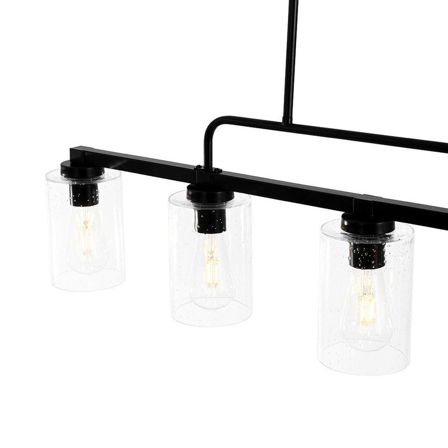 LightFixturesUSA - 5 - Light Seeded Glass Shade Linear Island Chandelier - Chandelier - 5 - Lt - 