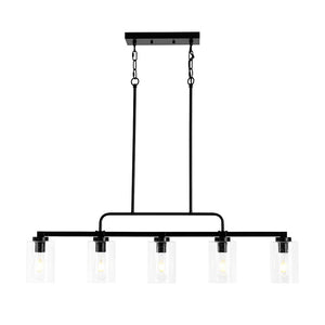 LightFixturesUSA - 5 - Light Seeded Glass Shade Linear Island Chandelier - Chandelier - 5 - Lt - 