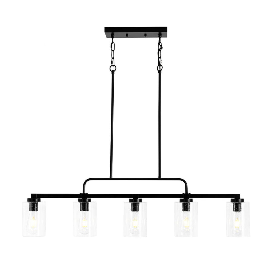 LightFixturesUSA - 5 - Light Seeded Glass Shade Linear Island Chandelier - Chandelier - 5 - Lt - 