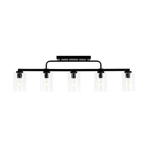 LightFixturesUSA - 5 - Light Seeded Glass Shade Linear Island Chandelier - Chandelier - 5 - Lt - 