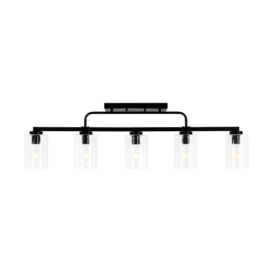 LightFixturesUSA - 5 - Light Seeded Glass Shade Linear Island Chandelier - Chandelier - 5 - Lt - 