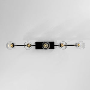 LightFixturesUSA - 5 - Light Seeded Glass Shade Linear Island Chandelier - Chandelier - 5 - Lt - 