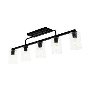 LightFixturesUSA - 5 - Light Seeded Glass Shade Linear Island Chandelier - Chandelier - 5 - Lt - 
