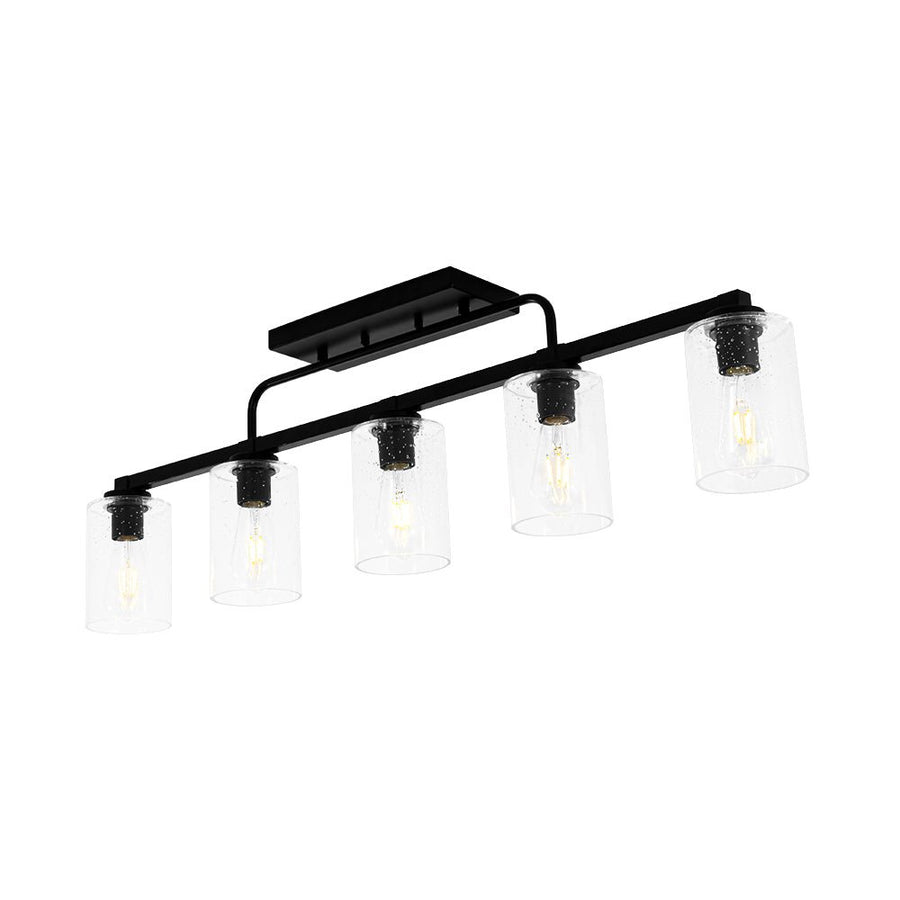 LightFixturesUSA - 5 - Light Seeded Glass Shade Linear Island Chandelier - Chandelier - 5 - Lt - 