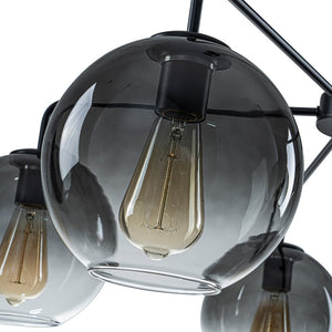 LightFixturesUSA - 5 - Light Smoked Grey Tinted Glass Globe Round Sputnik Chandelier - Chandelier - Smoked Bubble - 