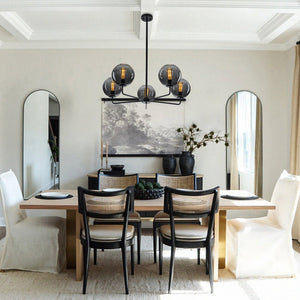 LightFixturesUSA - 5 - Light Smoked Grey Tinted Glass Globe Round Sputnik Chandelier - Chandelier - Smoked Bubble - 