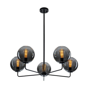 LightFixturesUSA - 5 - Light Smoked Grey Tinted Glass Globe Round Sputnik Chandelier - Chandelier - Smoked Bubble - 