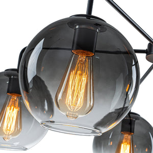 LightFixturesUSA - 5 - Light Smoked Grey Tinted Glass Globe Round Sputnik Chandelier - Chandelier - Smoked Bubble - 