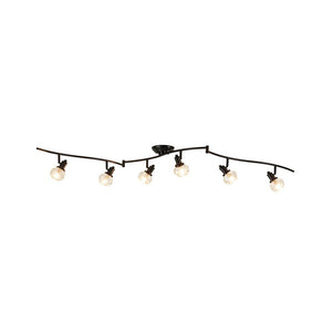 LightFixturesUSA - 6 - Light Adjustable Crystal Spotlight Island Linear Track Light - Ceiling Light - Black - 