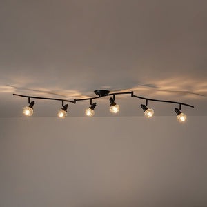 LightFixturesUSA - 6 - Light Adjustable Crystal Spotlight Island Linear Track Light - Ceiling Light - Black - 