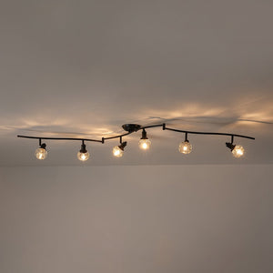 LightFixturesUSA - 6 - Light Adjustable Crystal Spotlight Island Linear Track Light - Ceiling Light - Black - 