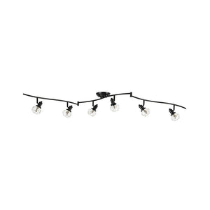 LightFixturesUSA - 6 - Light Adjustable Crystal Spotlight Island Linear Track Light - Ceiling Light - Black - 