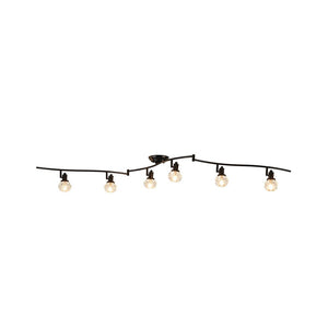 LightFixturesUSA - 6 - Light Adjustable Crystal Spotlight Island Linear Track Light - Ceiling Light - Black - 