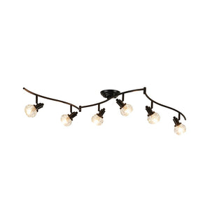 LightFixturesUSA - 6 - Light Adjustable Crystal Spotlight Island Linear Track Light - Ceiling Light - Black - 