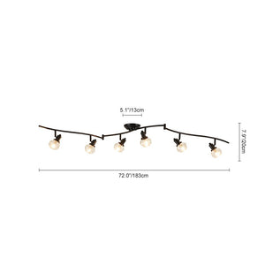 LightFixturesUSA - 6 - Light Adjustable Crystal Spotlight Island Linear Track Light - Ceiling Light - Black - 