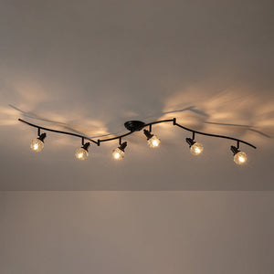 LightFixturesUSA - 6 - Light Adjustable Crystal Spotlight Island Linear Track Light - Ceiling Light - Black - 
