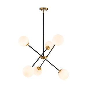 LightFixturesUSA - 6 - Light Adjustable Frosted Glass Globe Sputnik Chandelier - Chandelier - 6 - Lt - 