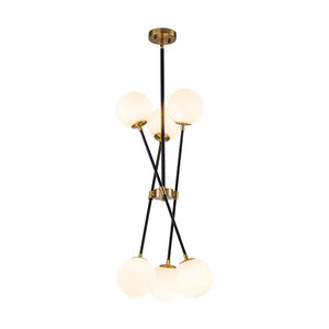 LightFixturesUSA - 6 - Light Adjustable Frosted Glass Globe Sputnik Chandelier - Chandelier - 6 - Lt - 