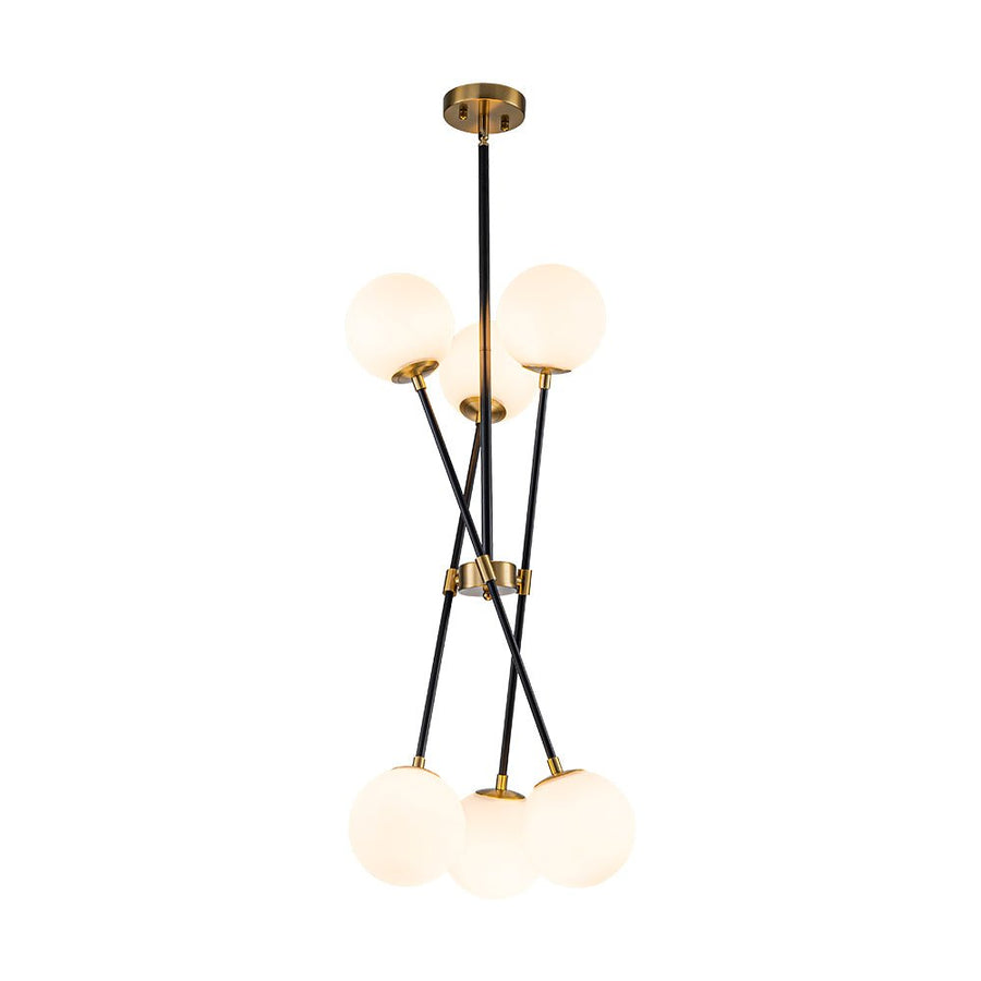 LightFixturesUSA - 6 - Light Adjustable Frosted Glass Globe Sputnik Chandelier - Chandelier - 6 - Lt - 