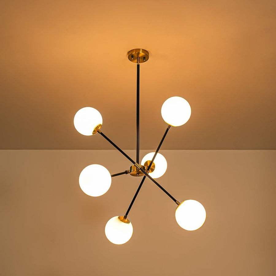 LightFixturesUSA - 6 - Light Adjustable Frosted Glass Globe Sputnik Chandelier - Chandelier - 6 - Lt - 