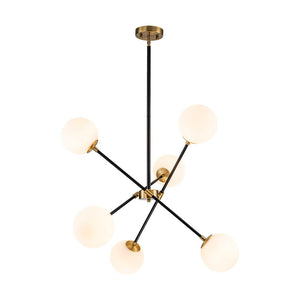 LightFixturesUSA - 6 - Light Adjustable Frosted Glass Globe Sputnik Chandelier - Chandelier - 6 - Lt - 