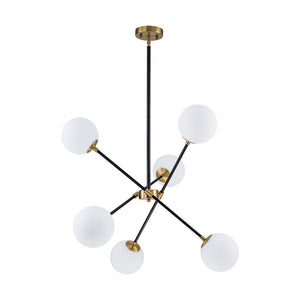 LightFixturesUSA - 6 - Light Adjustable Frosted Glass Globe Sputnik Chandelier - Chandelier - 6 - Lt - 