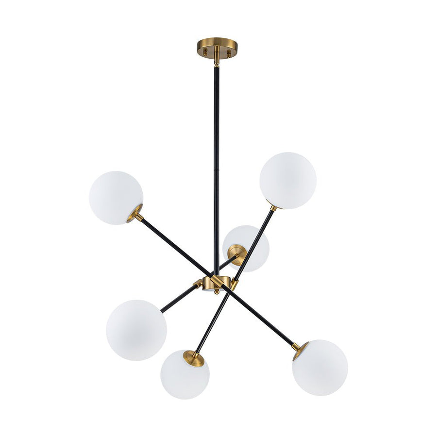 LightFixturesUSA - 6 - Light Adjustable Frosted Glass Globe Sputnik Chandelier - Chandelier - 6 - Lt - 