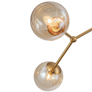 LightFixturesUSA - 6 - Light Amber Glass Globe Branch Sputnik Chandelier - Chandelier - Brass - 