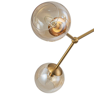 LightFixturesUSA - 6 - Light Amber Glass Globe Branch Sputnik Chandelier - Chandelier - Brass - 