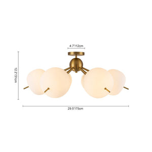 LightFixturesUSA - 6 - Light Bloom Opal Glass Globe Round Sputnik Semi Flush Mount - Ceiling Light - Brass - 
