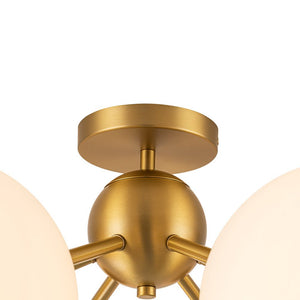 LightFixturesUSA - 6 - Light Bloom Opal Glass Globe Round Sputnik Semi Flush Mount - Ceiling Light - Brass - 