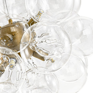 LightFixturesUSA - 6 - Light Brass Cluster Clear Glass Bubble Sphere Chandelier - Chandelier - Brass - 